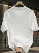Baskılı Oversize Bisiklet Yaka T-shirt - Beyaz resmi